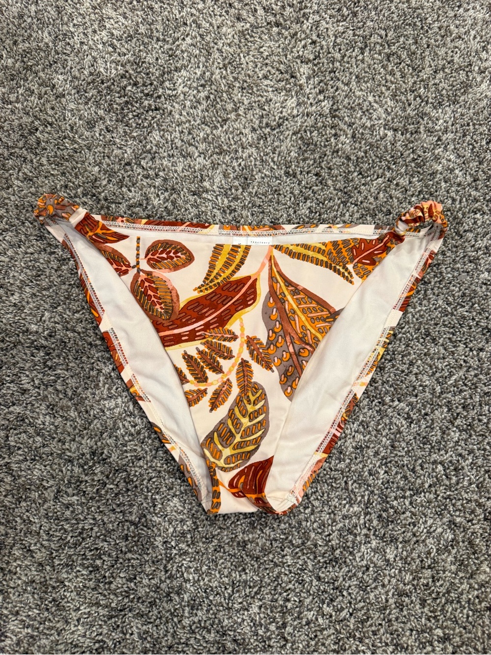 Sanctuary Orange, Brown & Yellow Leaf-Print Bikini Bottom